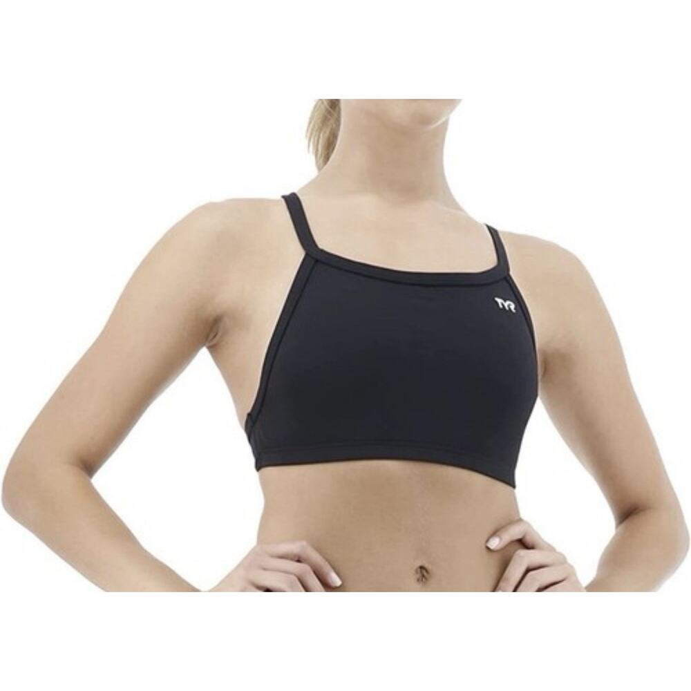 TYR Durafast D-Fit Black Sports Bra Swim Top XL 14/16 NWT